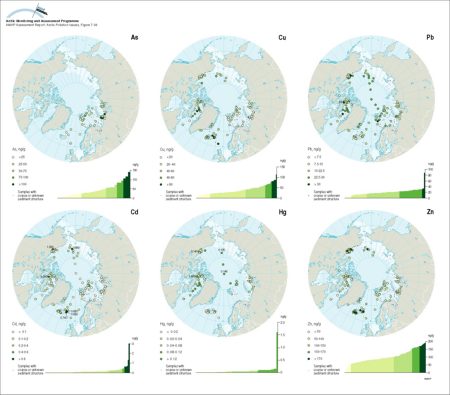 Concentrations of metals in fine-grained surface marine sediments in the Arctic (map/graphic/illustration)