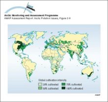 Global distribution of cultivation intensity based on a 1° x 1° latitude/longitude grid