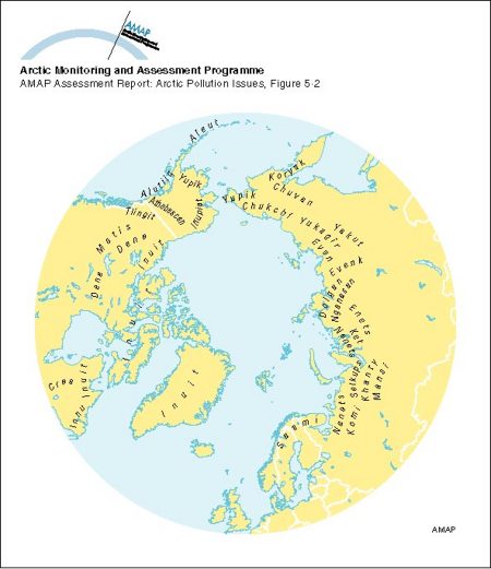 Locations of Arctic indigenous peoples (map/graphic/illustration)