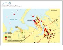 Major oil and gas development and potential development areas in Arctic Russia and the Barents Sea region