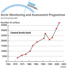 Population changes over time in the Central Arctic caribou herd, Alaska