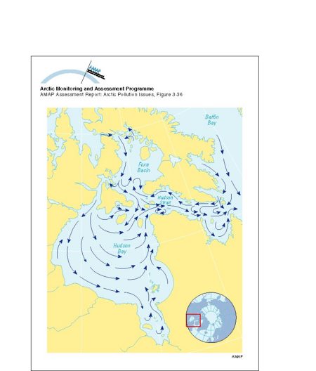 Surface currents in Hudson Bay, Hudson Strait and Foxe Basin (map/graphic/illustration)