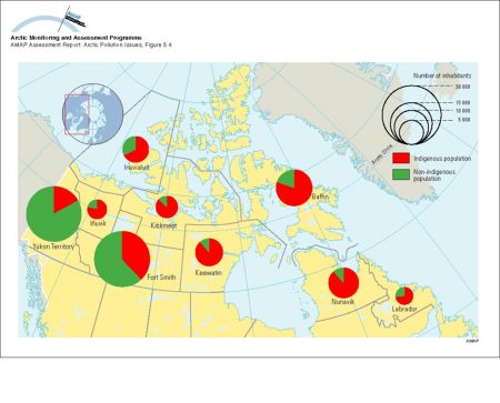 Total and indigenous populations of Arctic Canada (map/graphic/illustration)