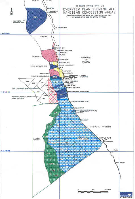 Map showing De Beers mine sites in South Africa