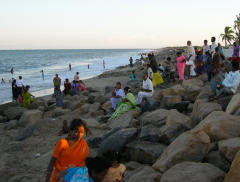 People on the Poompuhar Beach