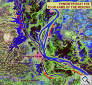 Landsat image of Phnom Penh and 4 rivers