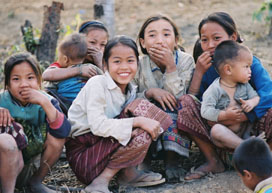 Children laughing, Nam Phoun Village, Bolikhamxay Province, Lao PDR