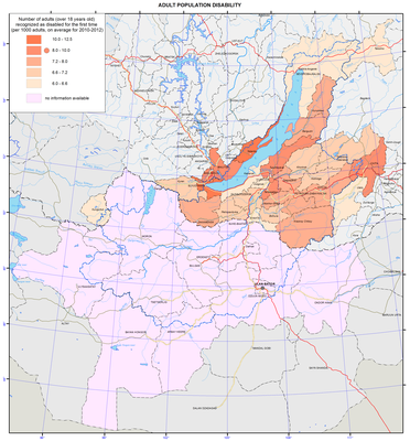 Adult population disability map — English