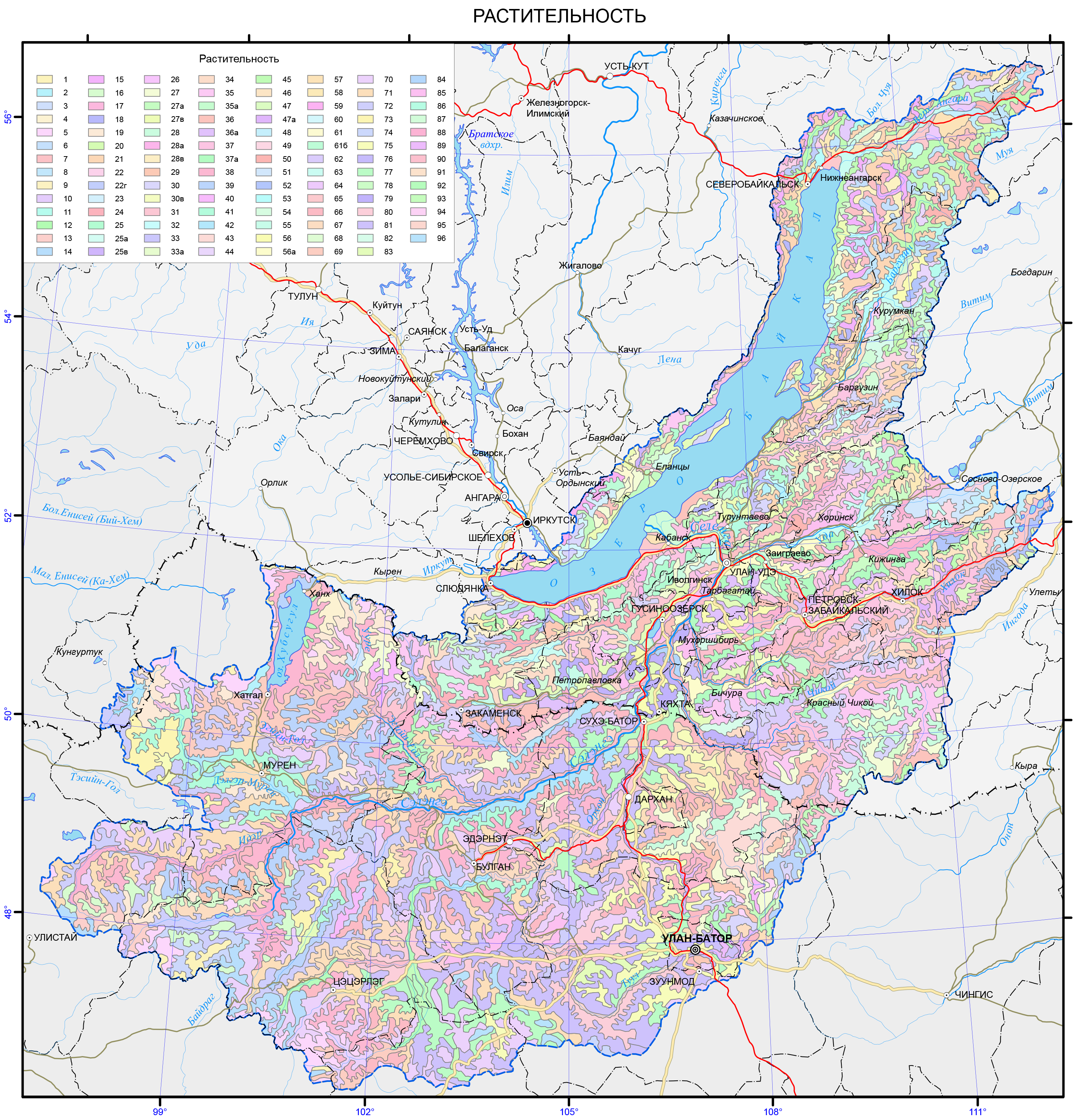 Бурятия какая природная зона. Карта растительности Бурятии. Карта растительности Байкала. Карта растительного Покрова Иркутской области. Ландшафтная карта Бурятии.