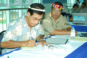 President Emanuel Mori signing the Federated States of Micronesia's 1st Water and Sanitation Policy in March 2011